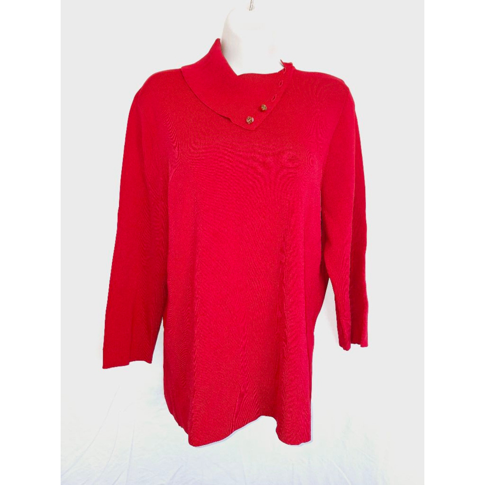 Dana Buchman red 3 XL Red turtleneck button open stretch top
